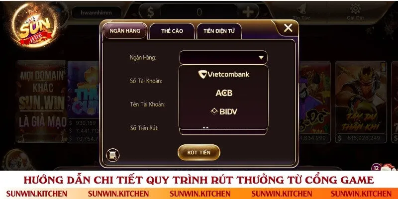 Các bước rút tiền thông qua ngân hàng và thẻ cào điện thoại